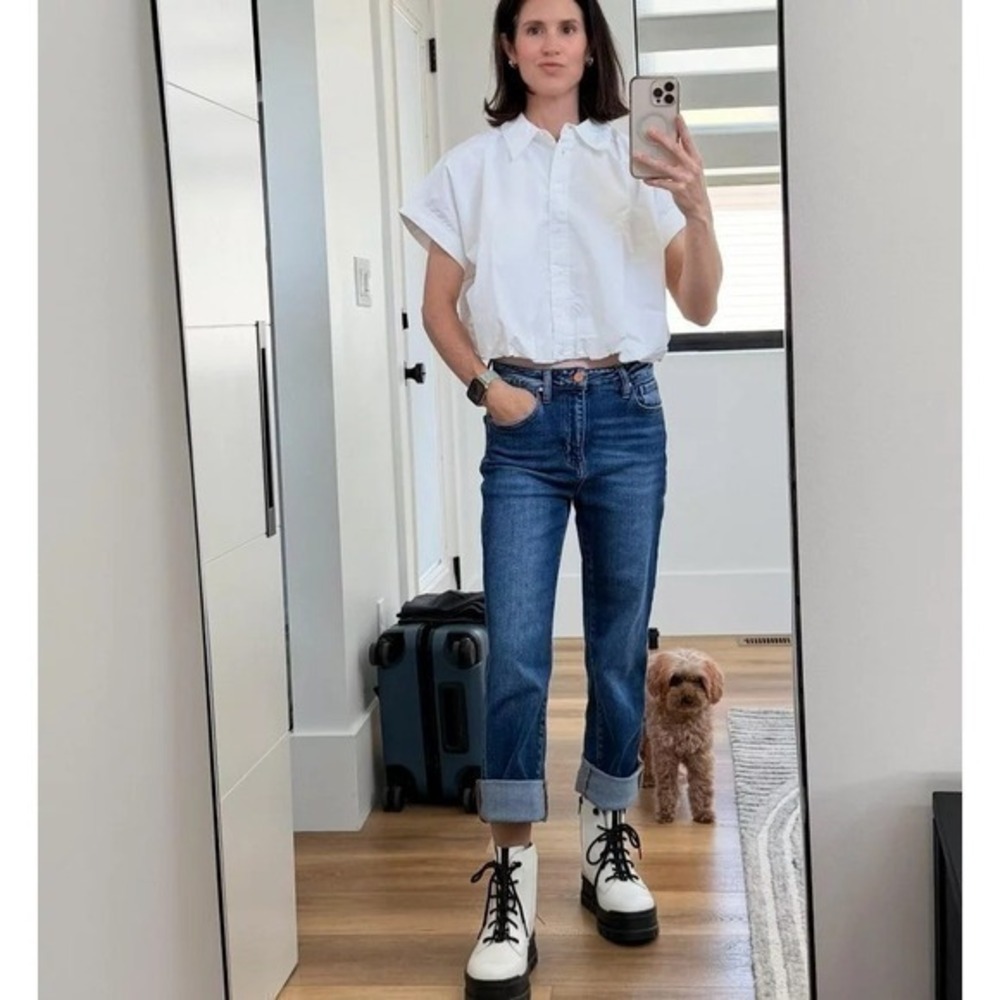 KBB by KAHLANA x Target S / Small The Cropped Bubble Shirt White Top New / NWT! - Picture 7 of 10